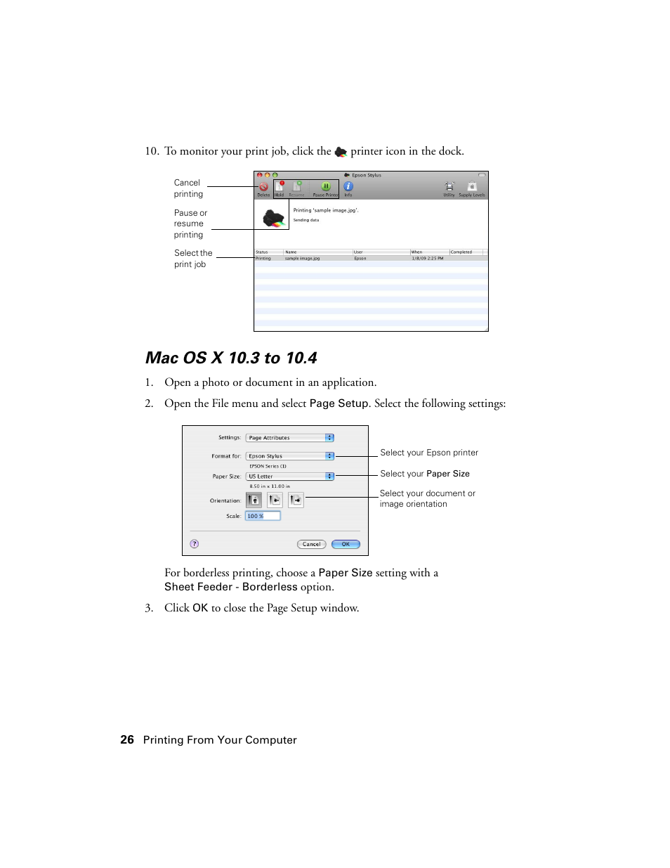 Mac os x 10.3 to 10.4 | Stoelting Futura 112 User Manual | Page 26 / 52