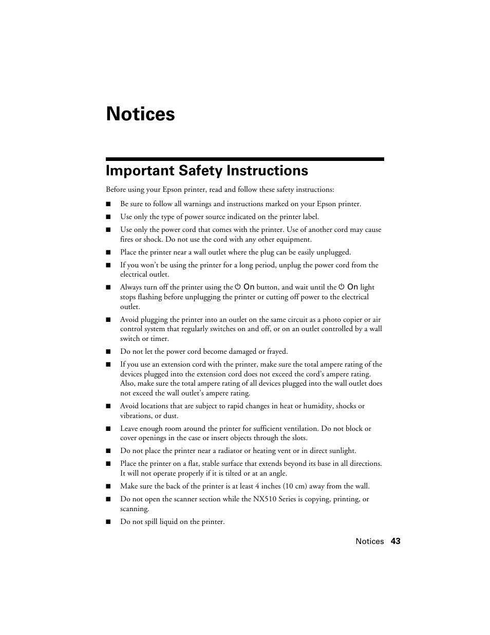 Notices, Important safety instructions | Stoelting Futura 112 User Manual | Page 43 / 52