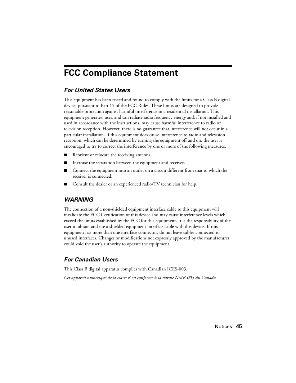Fcc compliance statement | Stoelting Futura 112 User Manual | Page 45 / 52