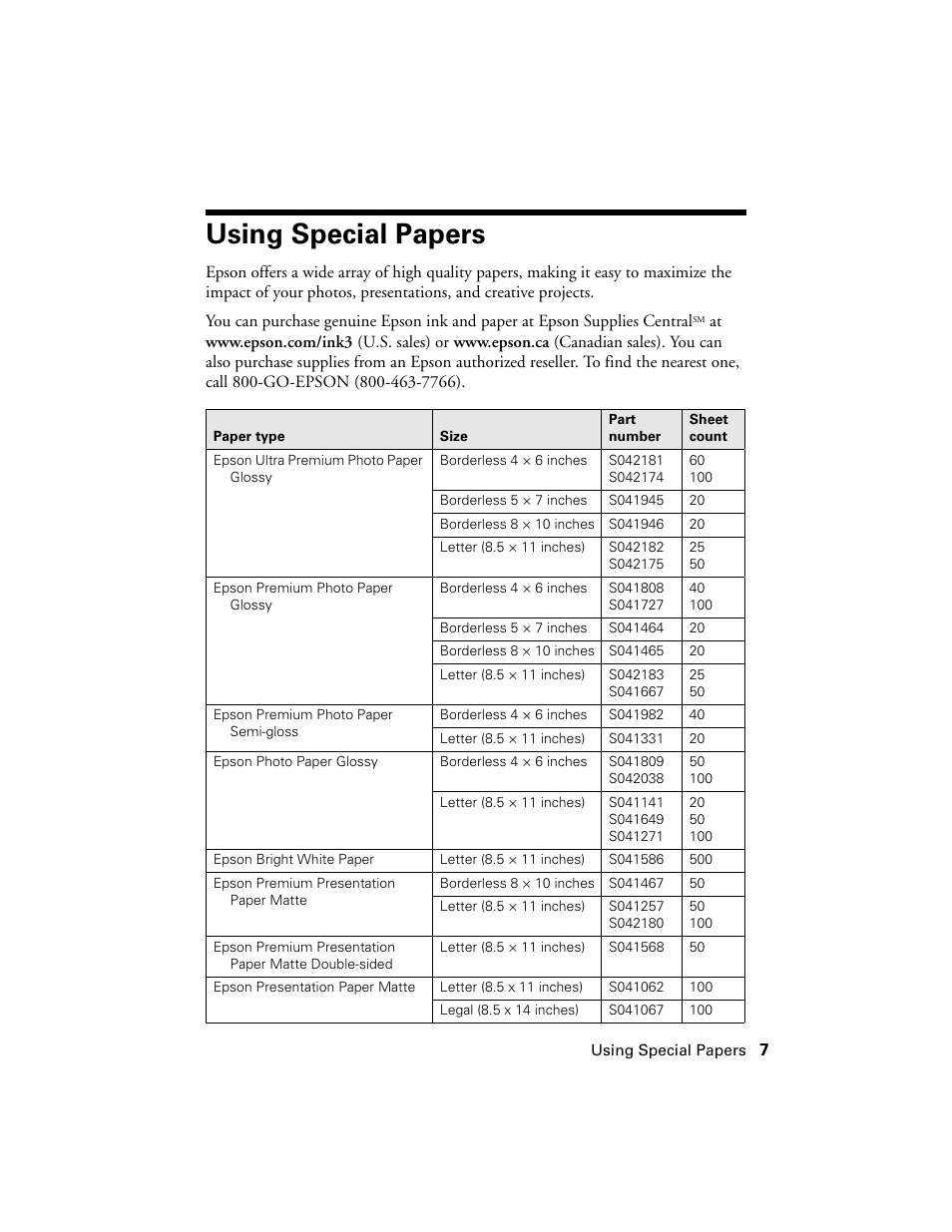 Using special papers | Stoelting Futura 112 User Manual | Page 7 / 52