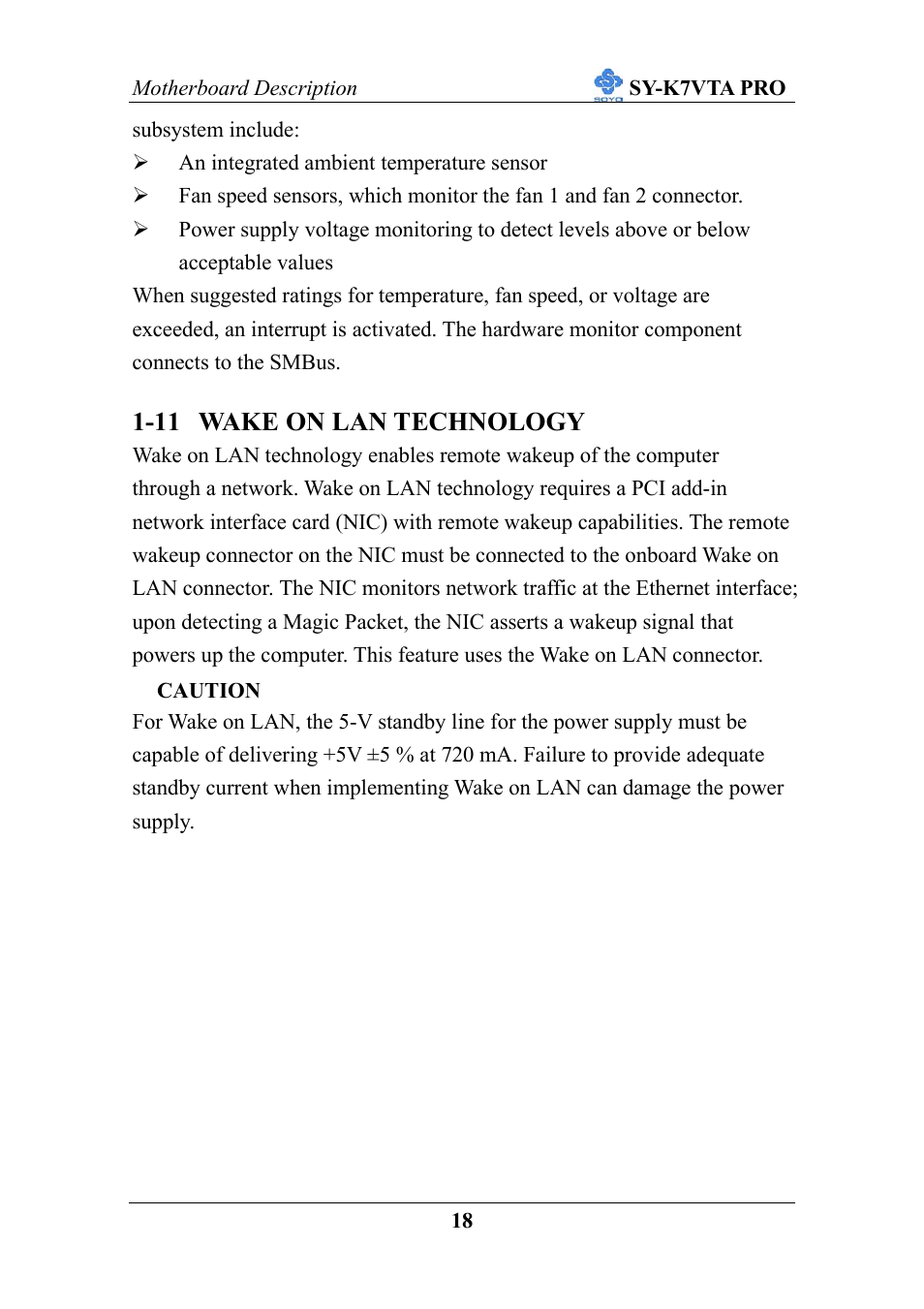 11 wake on lan technology | SOYO SY-K7VTA PRO User Manual | Page 22 / 98