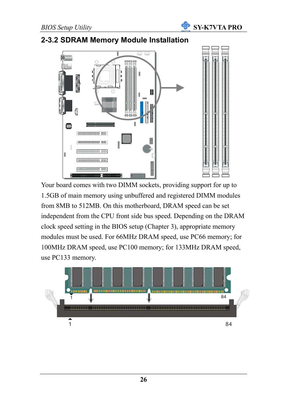 Bios setup utility sy-k7vta pro 26 | SOYO SY-K7VTA PRO User Manual | Page 30 / 98