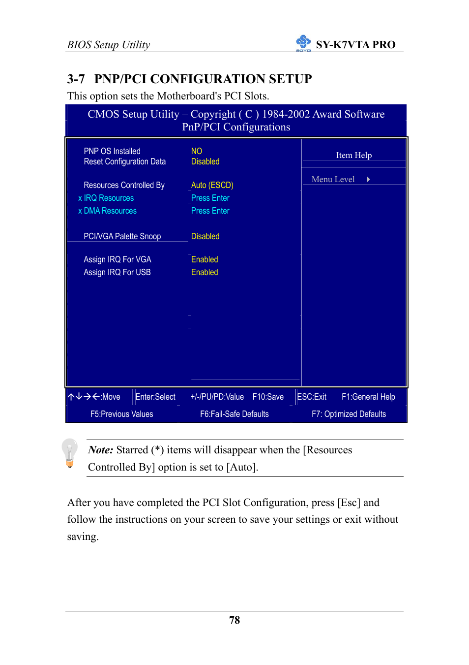 7 pnp/pci configuration setup | SOYO SY-K7VTA PRO User Manual | Page 82 / 98