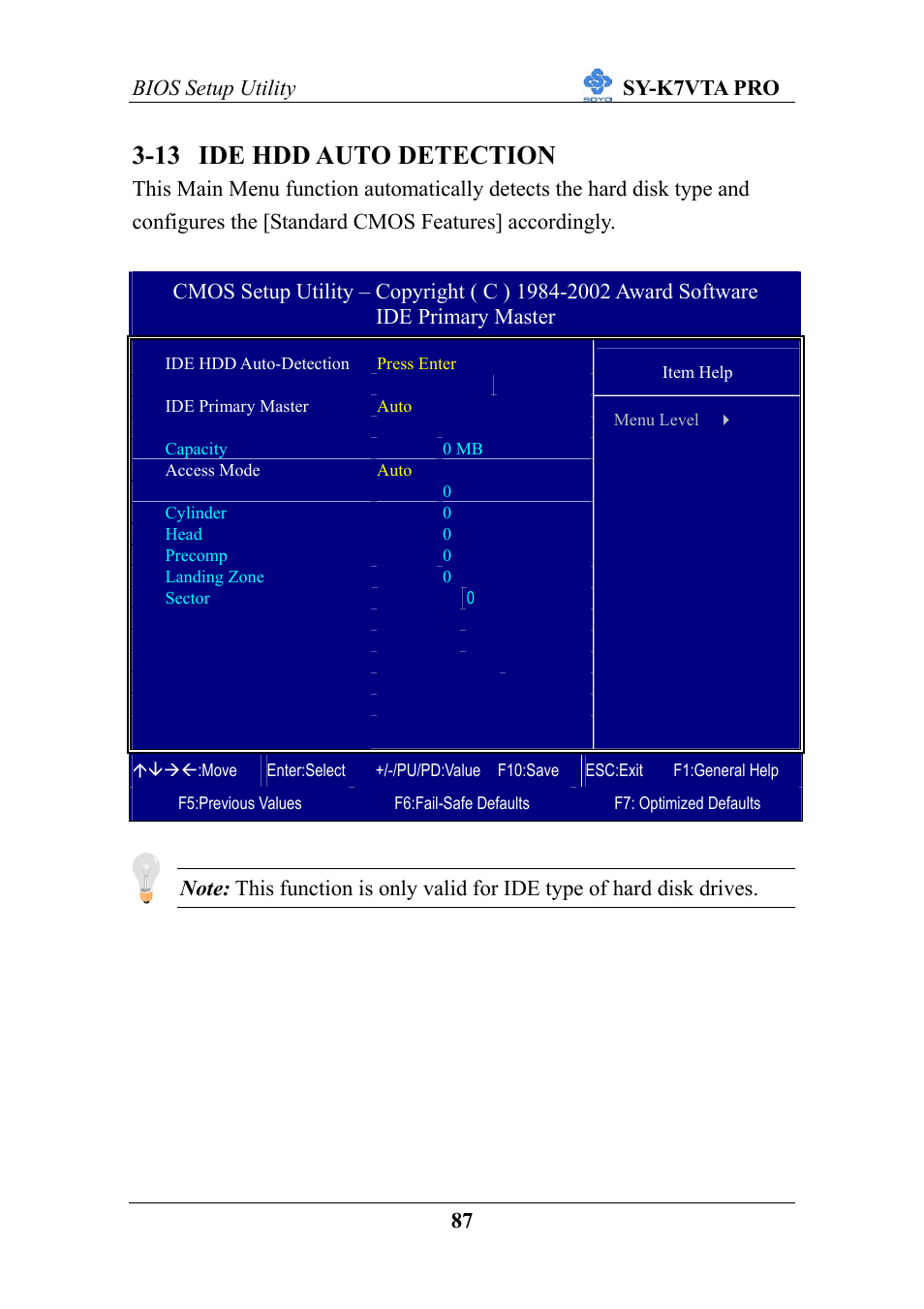 13 ide hdd auto detection | SOYO SY-K7VTA PRO User Manual | Page 91 / 98