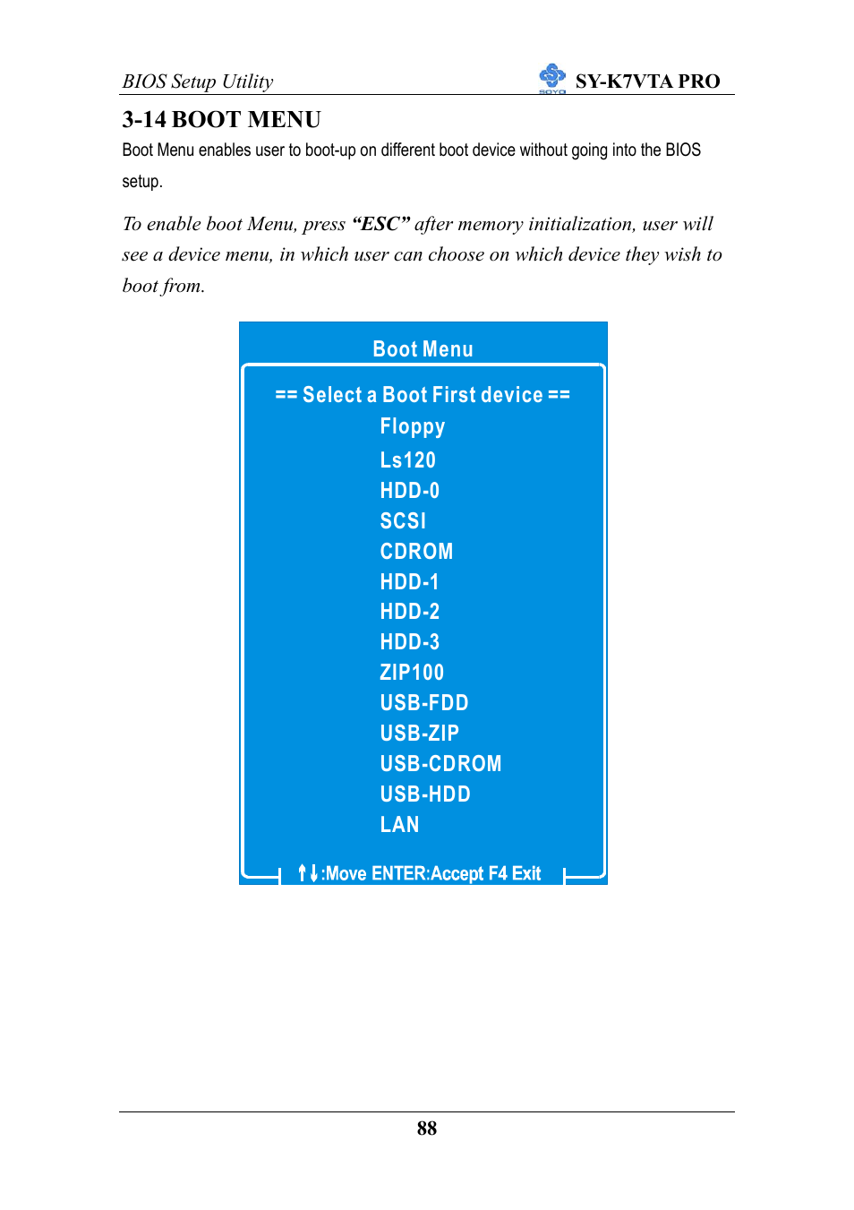 14 boot menu | SOYO SY-K7VTA PRO User Manual | Page 92 / 98