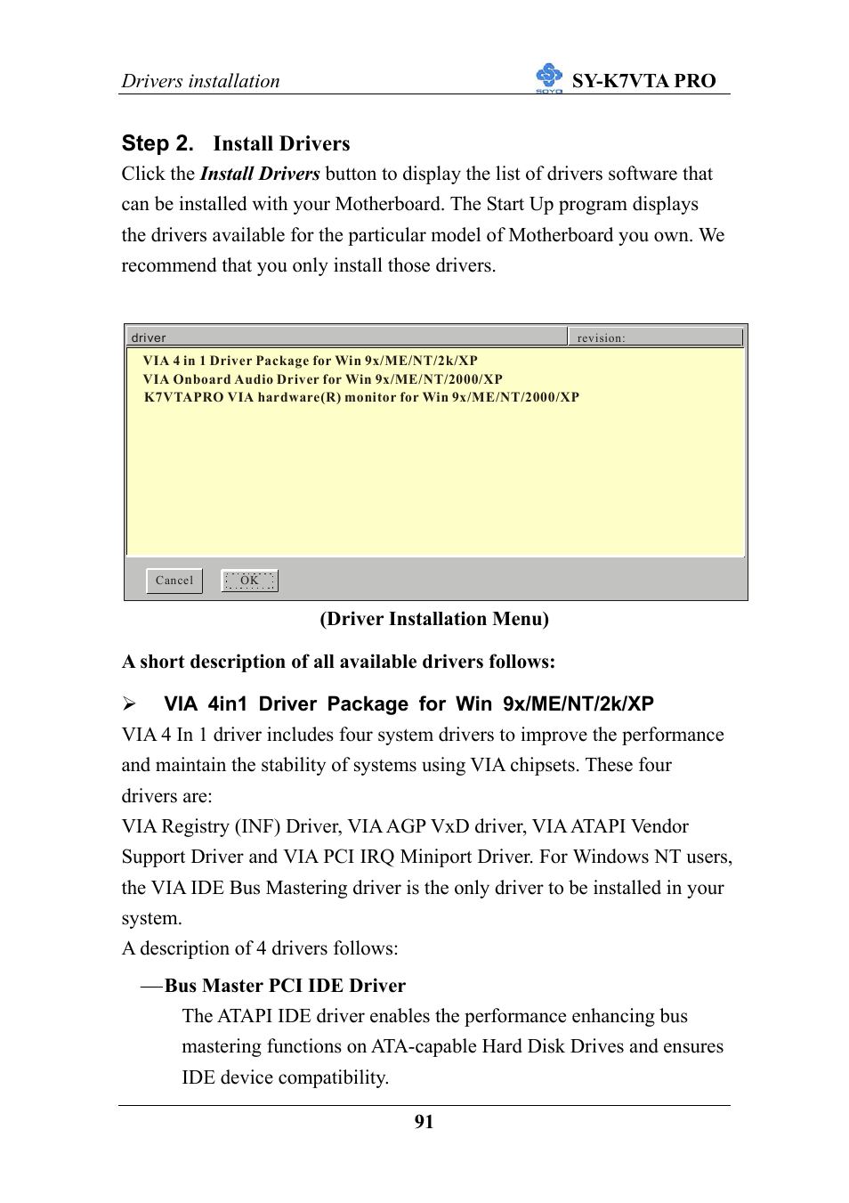 Step 2. install drivers | SOYO SY-K7VTA PRO User Manual | Page 95 / 98