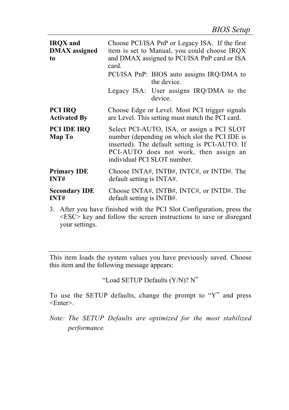 Load setup defaults, 30 bios setup | SOYO 6KB82440 User Manual | Page 34 / 46