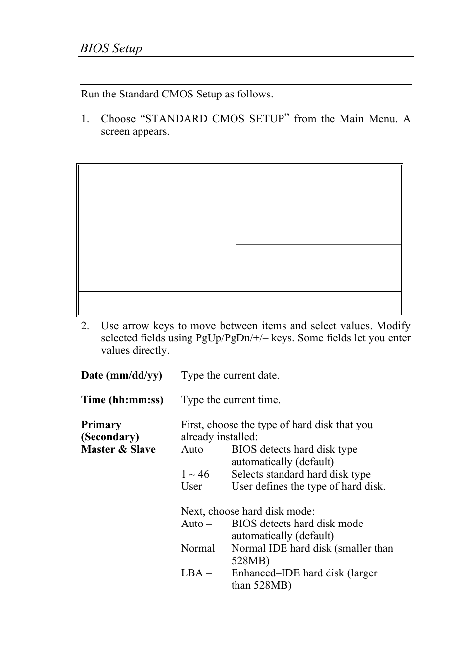 Standard cmos setup, Bios setup 19 | SOYO 5EAS5 P55C User Manual | Page 23 / 43