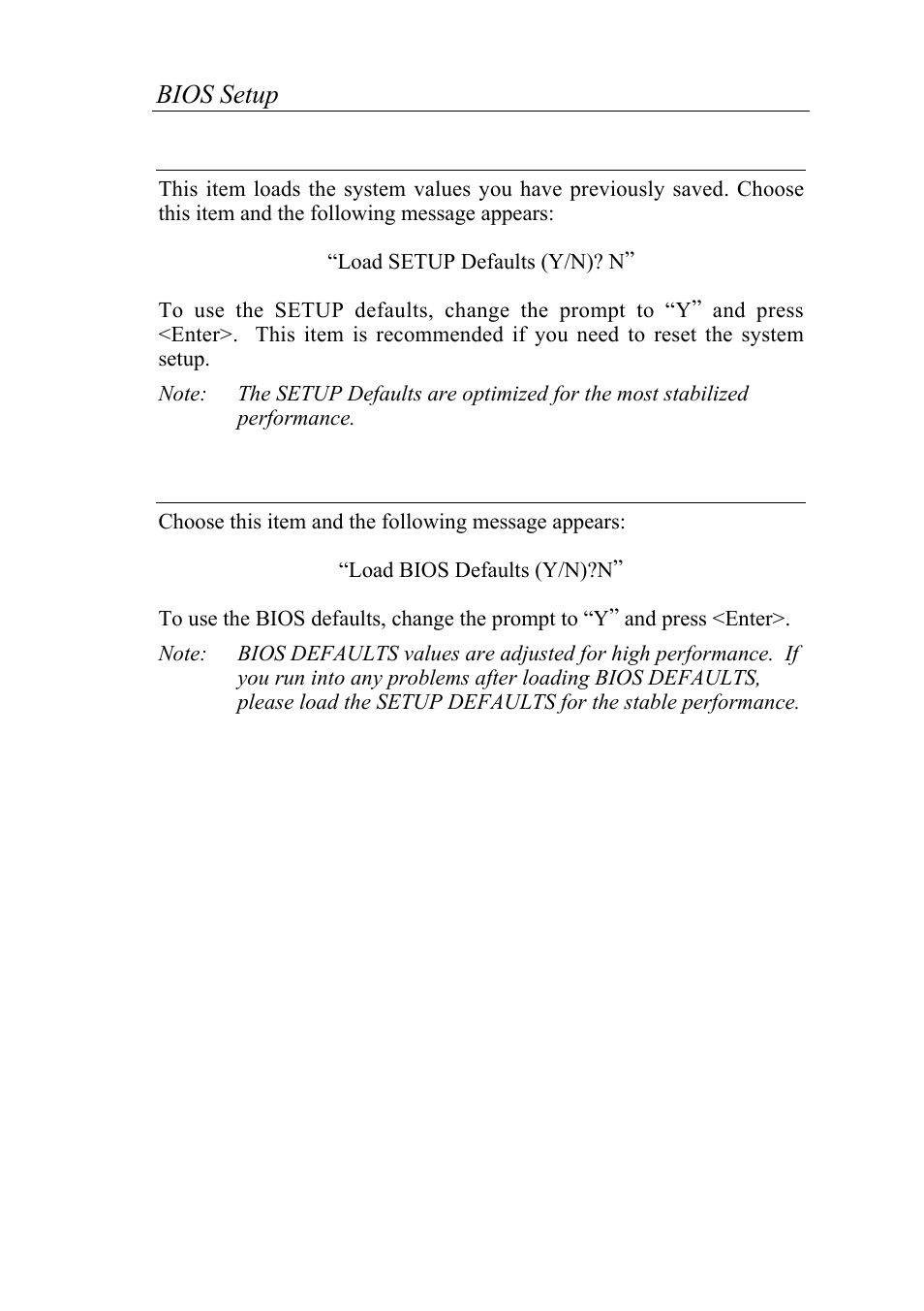 Load setup defaults, Load bios defaults | SOYO 5EAS5 P55C User Manual | Page 35 / 43