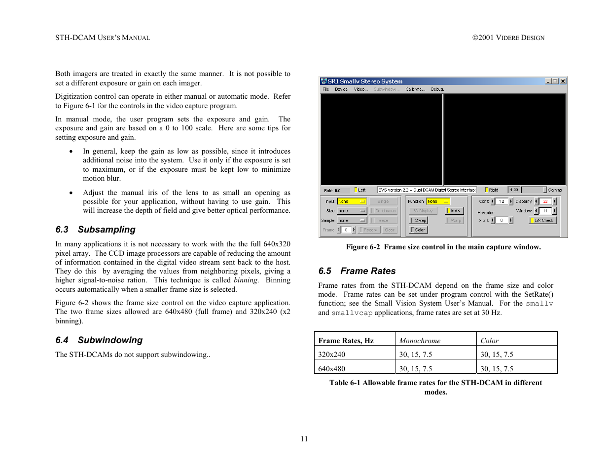 Subsampling, Subwindowing, Frame rates | SOYO STH-DCAM User Manual | Page 11 / 17