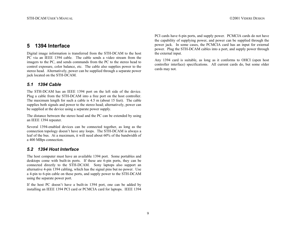 1394 interface, 1394 cable, 1394 host interface | SOYO STH-DCAM User Manual | Page 9 / 17