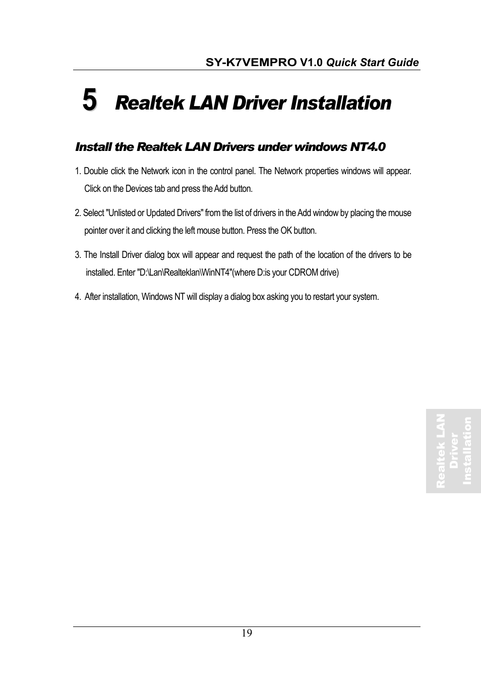 Realtek lan driver installation | SOYO SY-K7VEMPRO V1.0 User Manual | Page 19 / 25