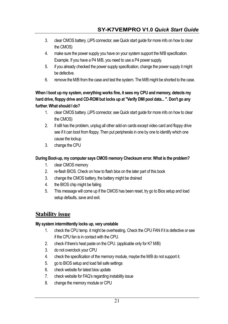 Stability issue | SOYO SY-K7VEMPRO V1.0 User Manual | Page 21 / 25