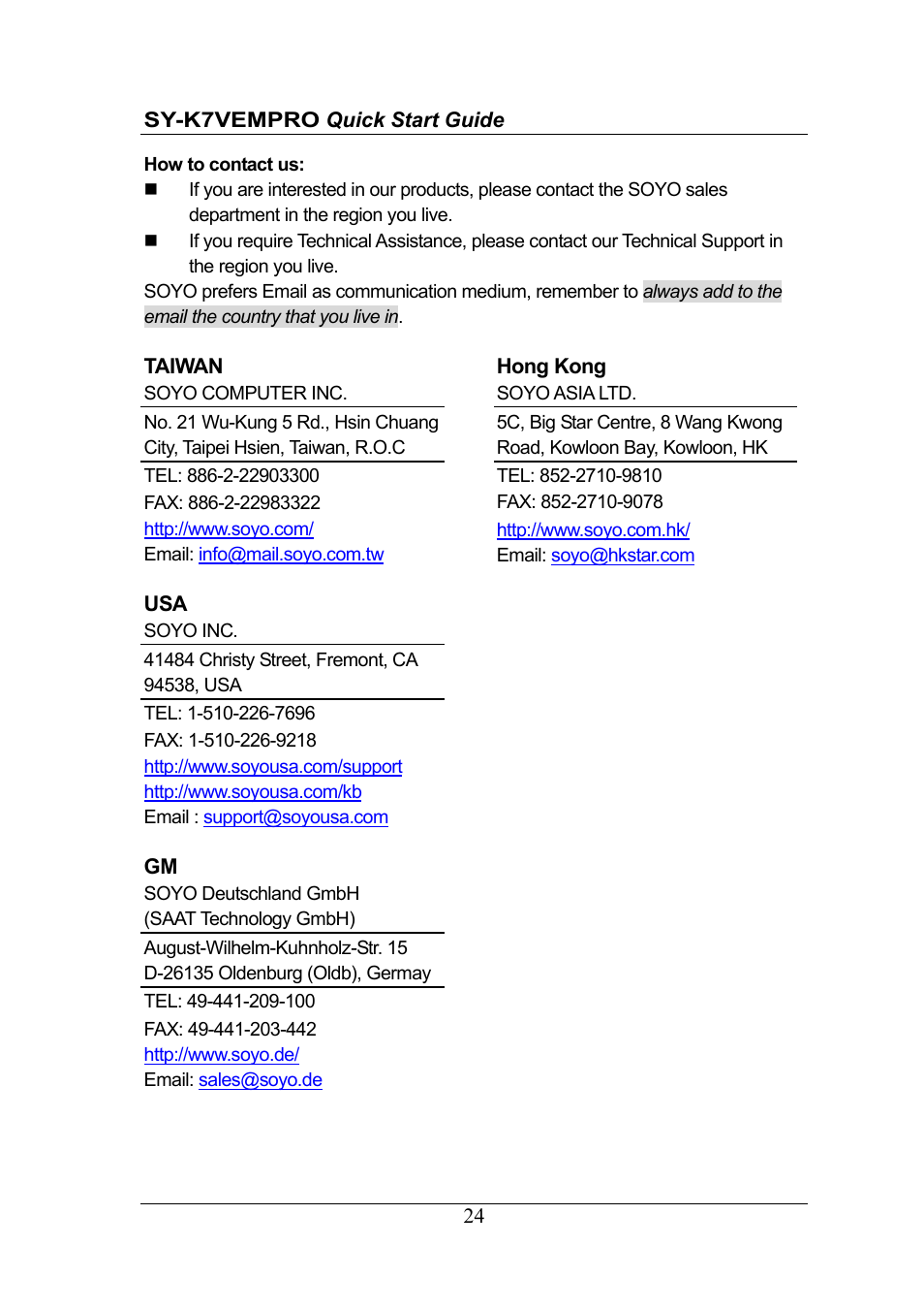 SOYO SY-K7VEMPRO V1.0 User Manual | Page 24 / 25
