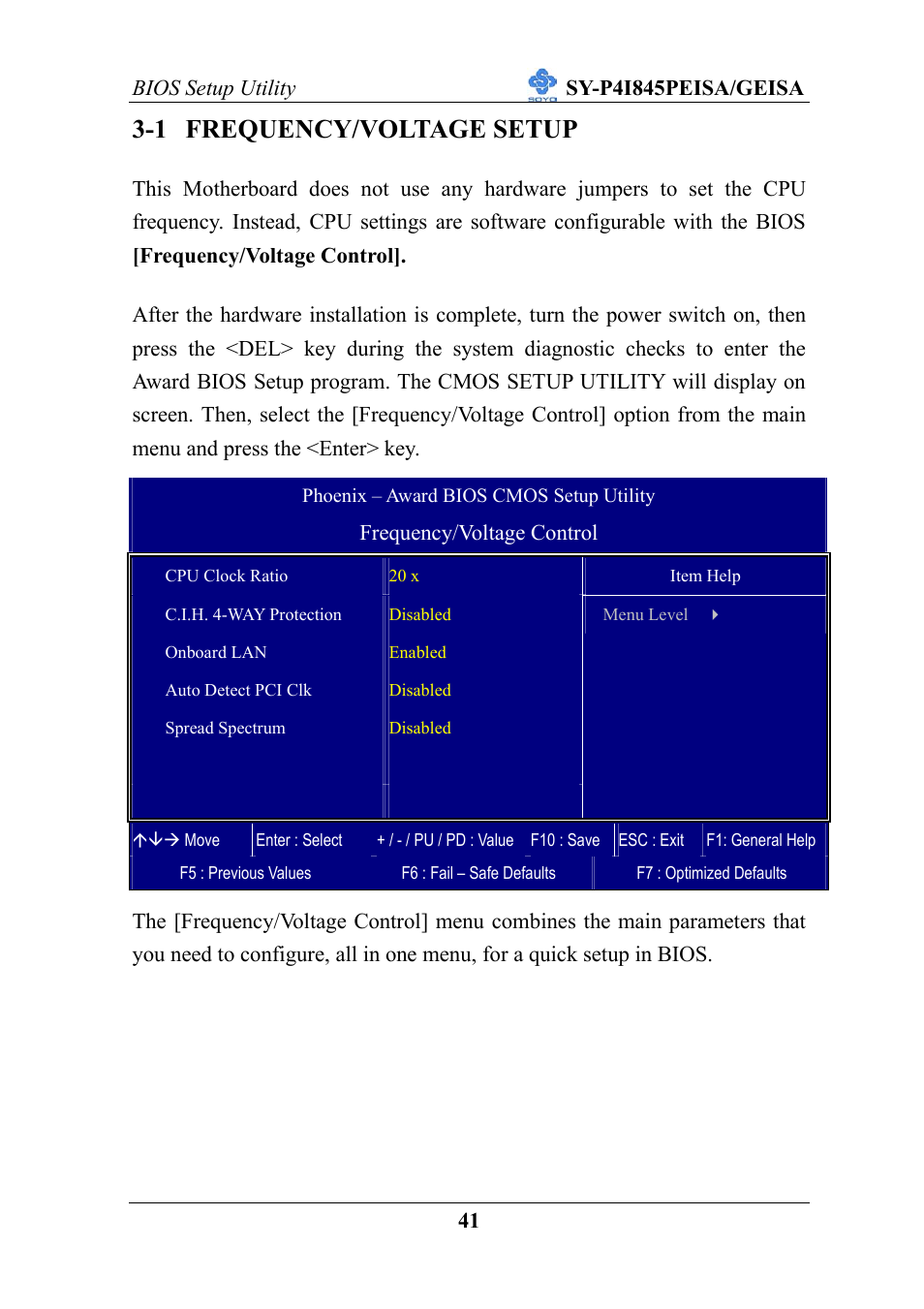 1 frequency/voltage setup | SOYO SY-P4I845PEISA User Manual | Page 46 / 87