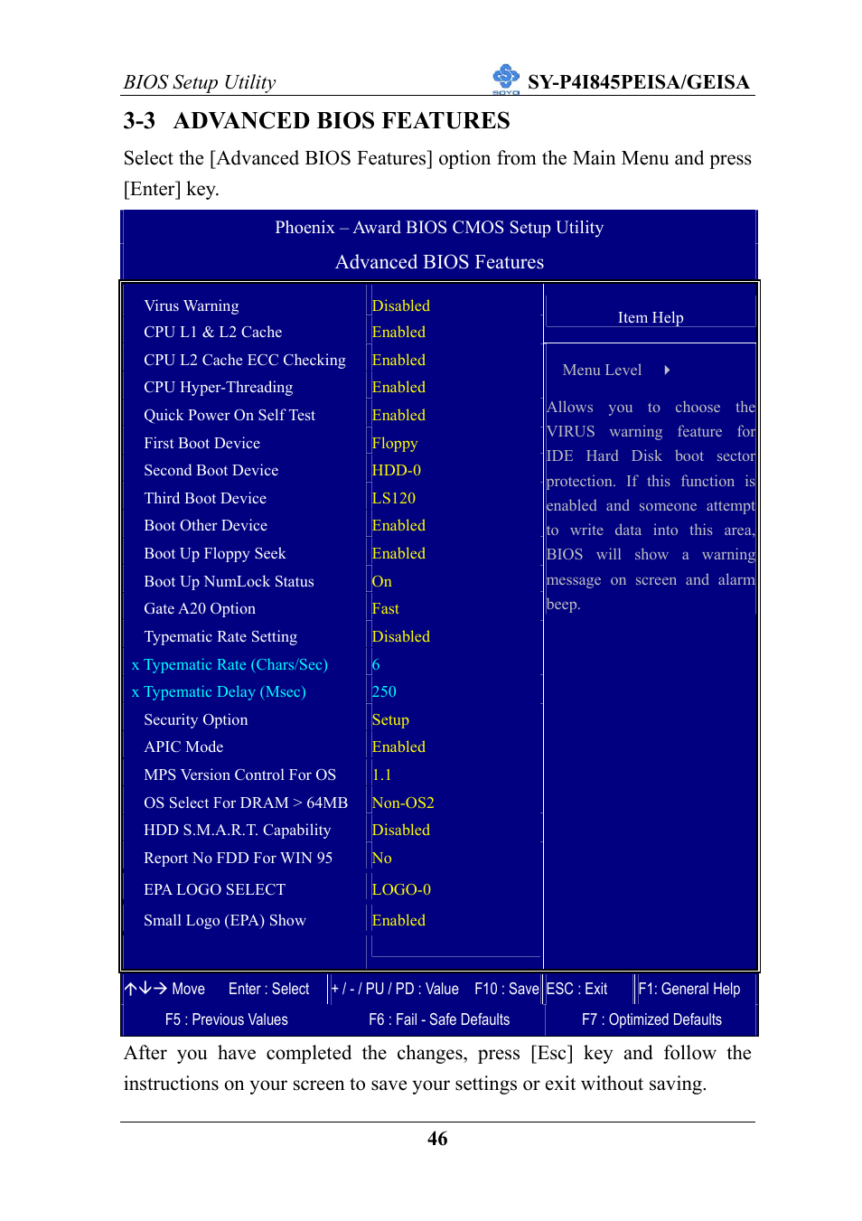 3 advanced bios features | SOYO SY-P4I845PEISA User Manual | Page 51 / 87