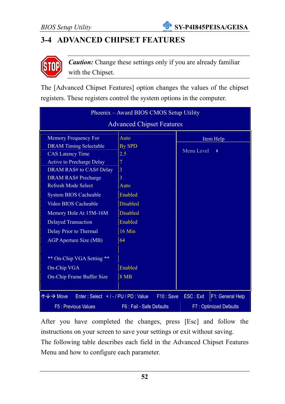 4 advanced chipset features | SOYO SY-P4I845PEISA User Manual | Page 57 / 87