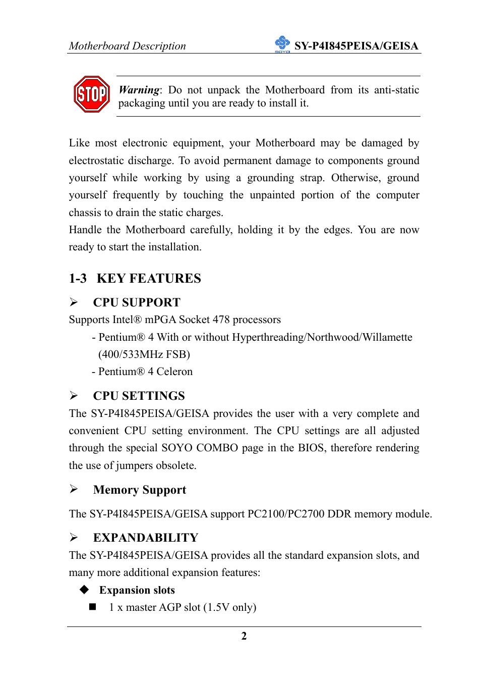 SOYO SY-P4I845PEISA User Manual | Page 7 / 87