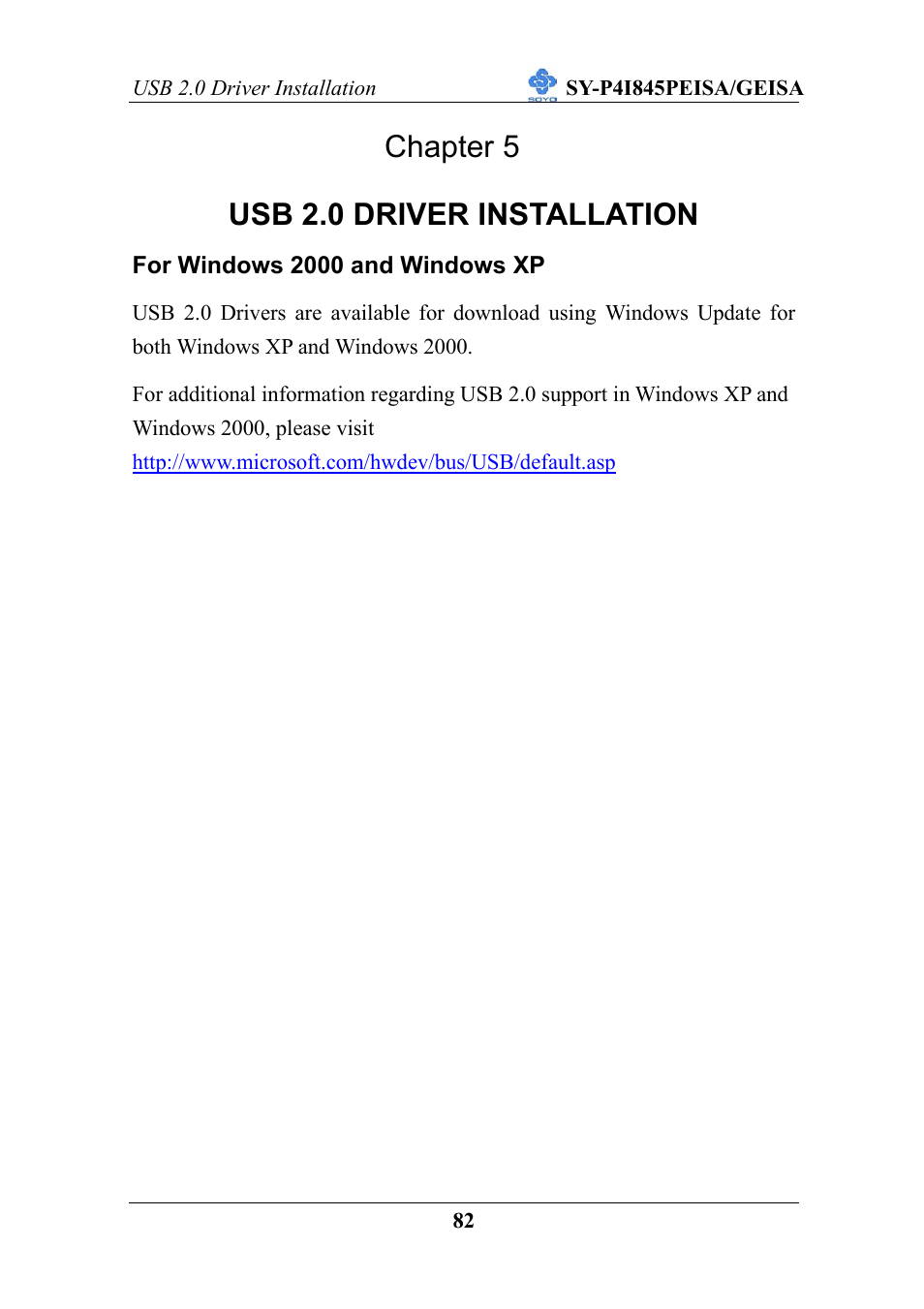 Chapter 5 usb 2.0 driver installation | SOYO SY-P4I845PEISA User Manual | Page 87 / 87