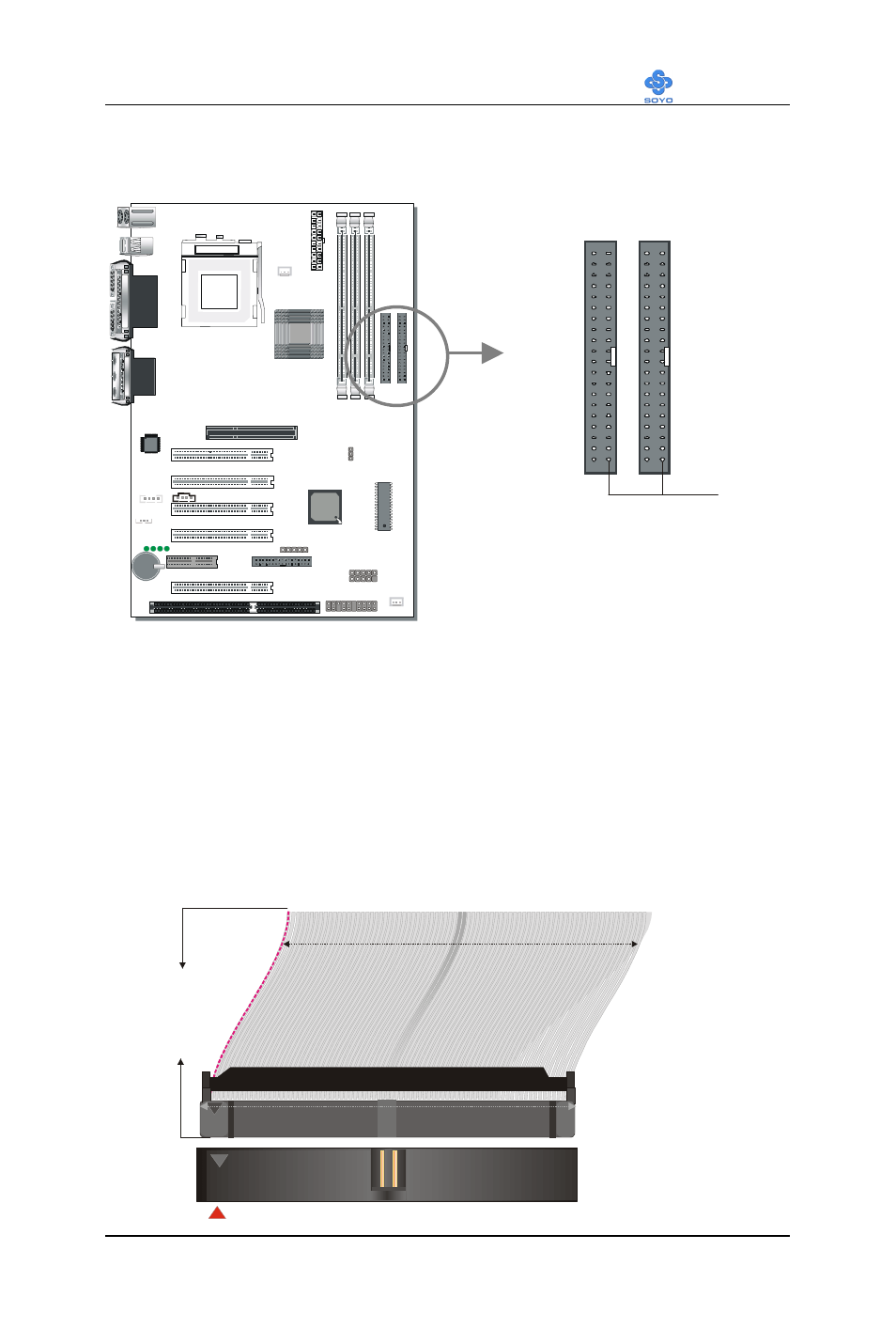 3.3 motherboard connector, Ide 2 ide 1 pin -1, Hardware installation sy-7vca 28 | SOYO SY-7VCA User Manual | Page 32 / 102