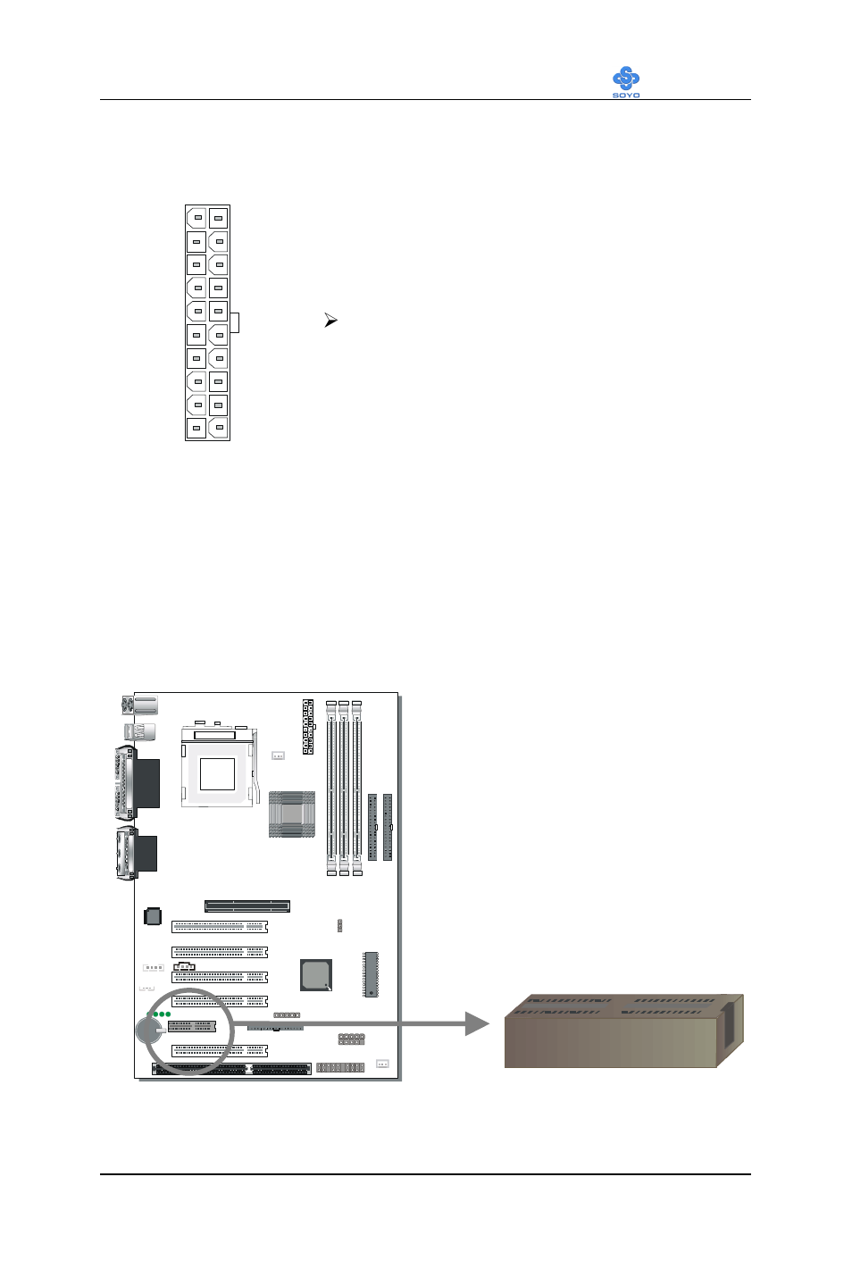 Atx power, Hardware installation sy-7vca 42 | SOYO SY-7VCA User Manual | Page 46 / 102