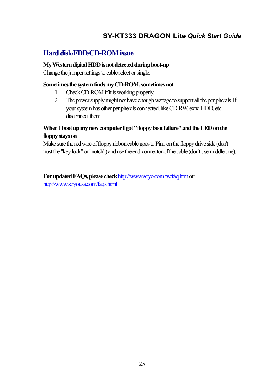 Hard disk/fdd/cd-rom issue | SOYO DRAGONLITE SY-KT333 User Manual | Page 25 / 28