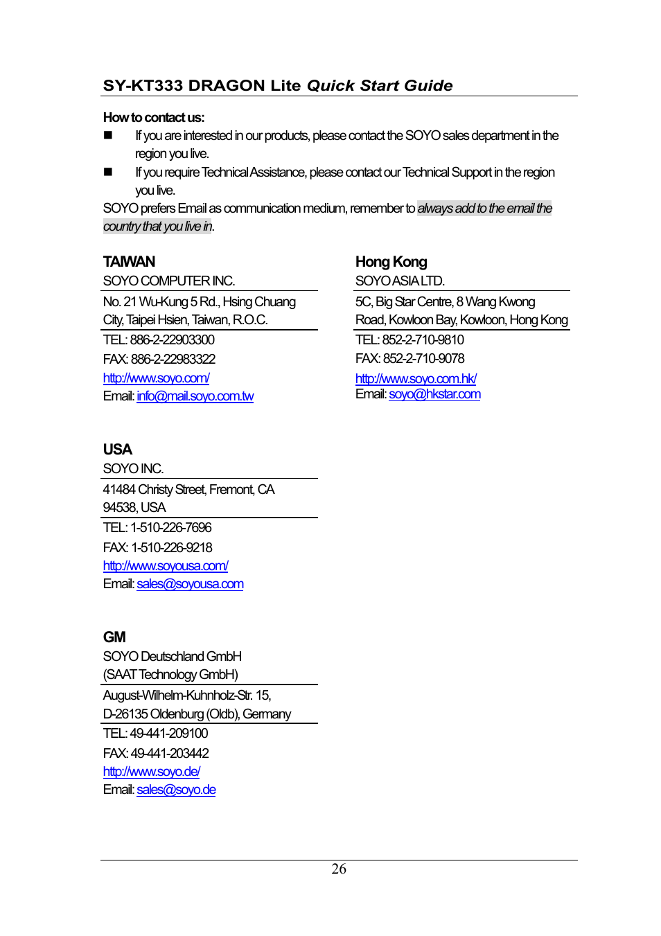 SOYO DRAGONLITE SY-KT333 User Manual | Page 26 / 28