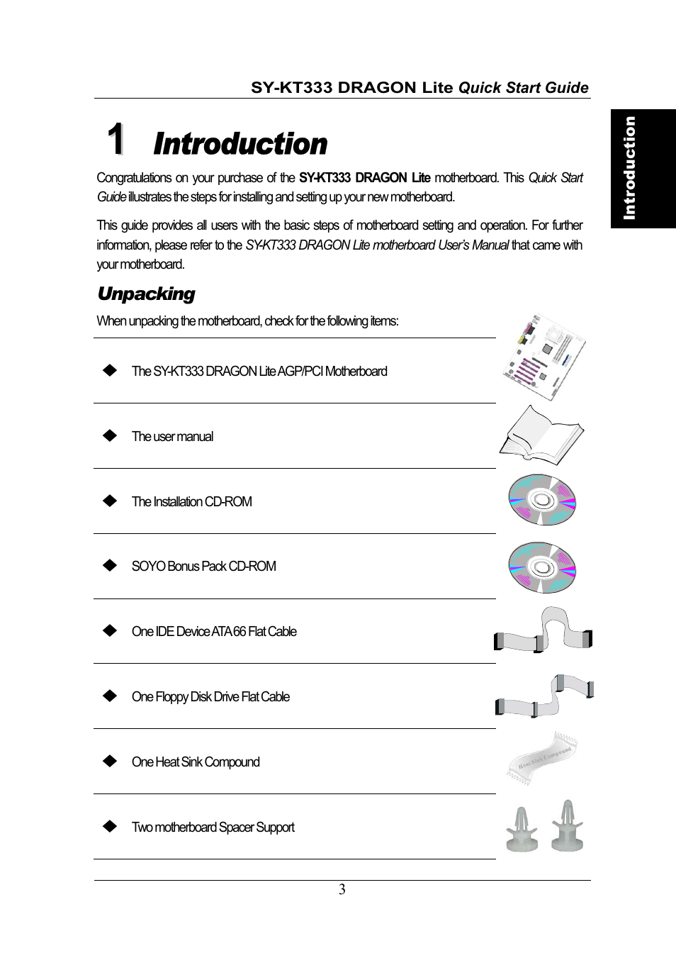 Introduction | SOYO DRAGONLITE SY-KT333 User Manual | Page 3 / 28