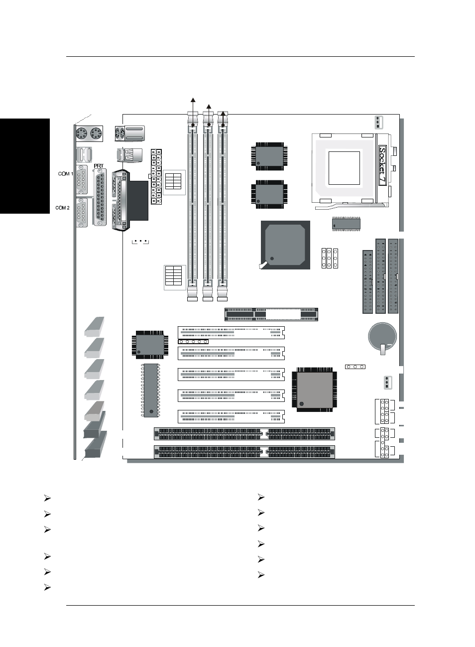 Key features, Sy-5ema+ v1.x motherboard layout, Sy-5ema+ v1.x quick start guide 6 introduction | Ø super 7 | SOYO Super 7 SY-5EMA User Manual | Page 6 / 26