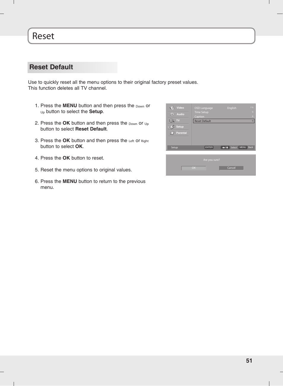 Reset, Reset default | SOYO MT-SYJCP32B1AB User Manual | Page 51 / 74