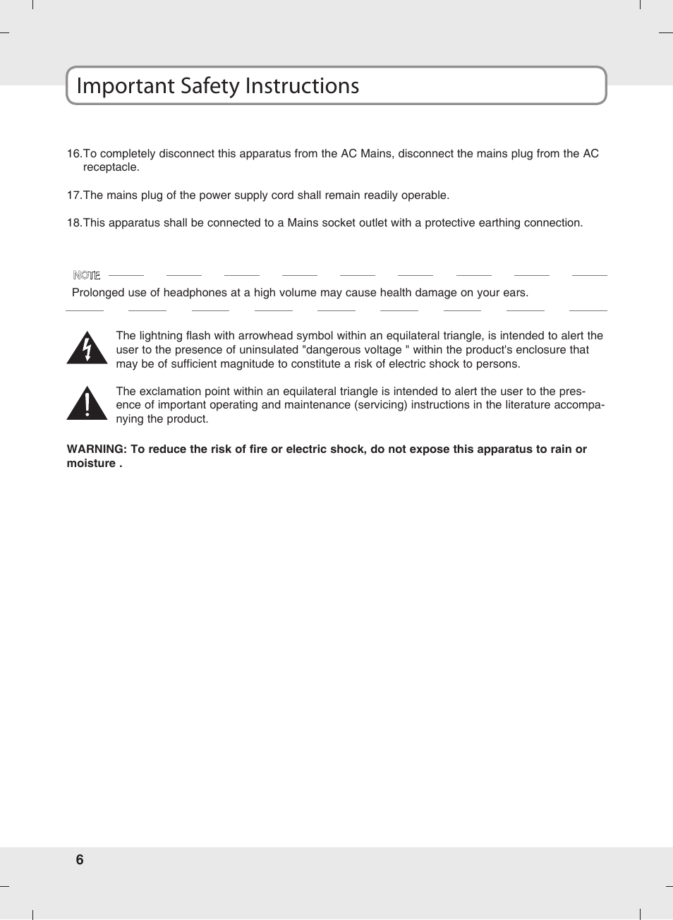 Important safety instructions | SOYO MT-SYJCP32B1AB User Manual | Page 6 / 74