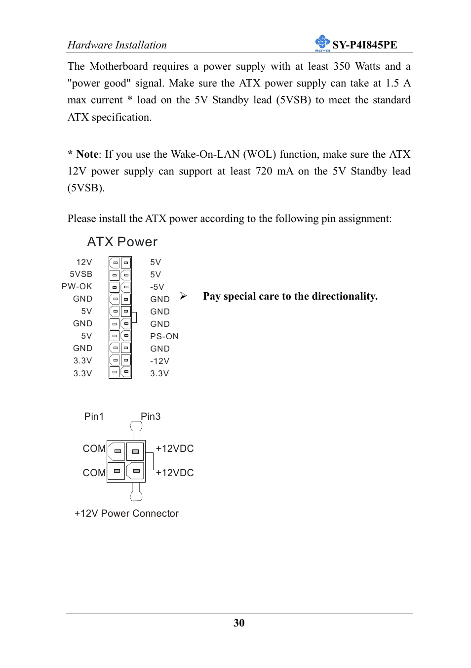 Atx power | SOYO SY-P4I845PE User Manual | Page 34 / 95