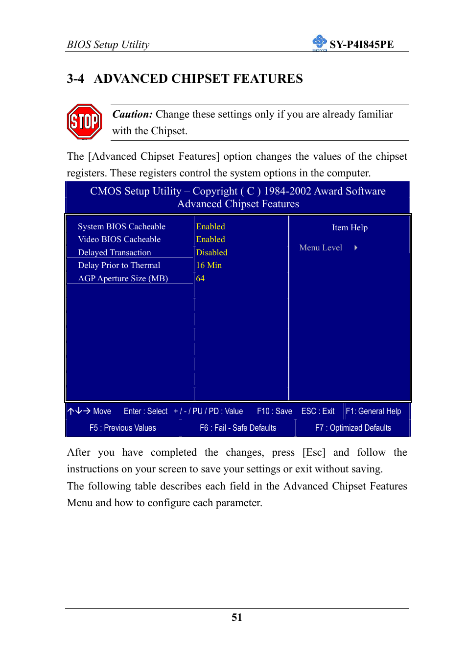 4 advanced chipset features | SOYO SY-P4I845PE User Manual | Page 55 / 95