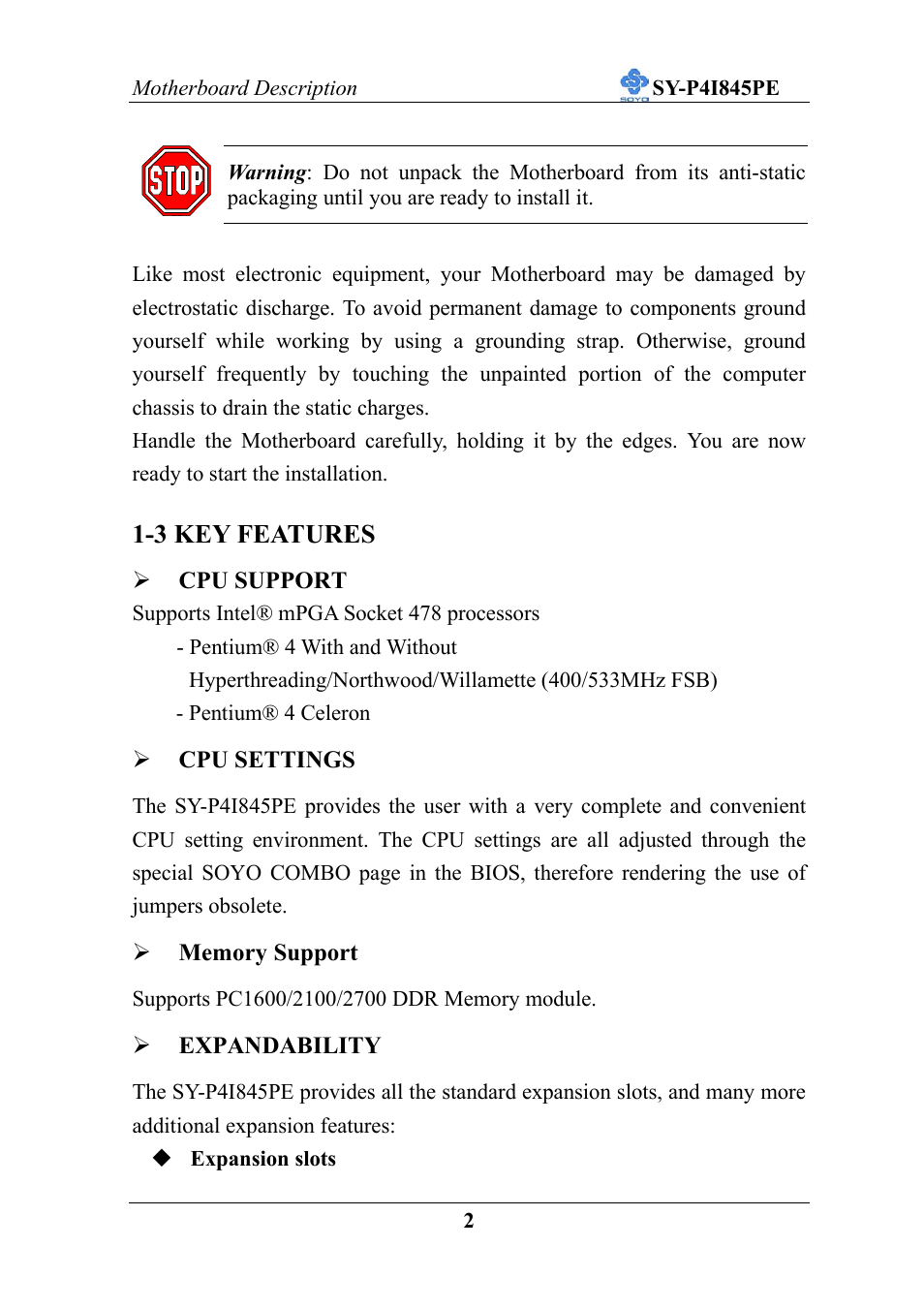 SOYO SY-P4I845PE User Manual | Page 6 / 95