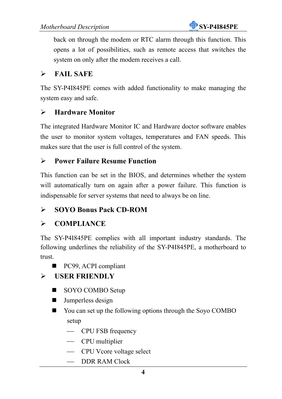 SOYO SY-P4I845PE User Manual | Page 8 / 95