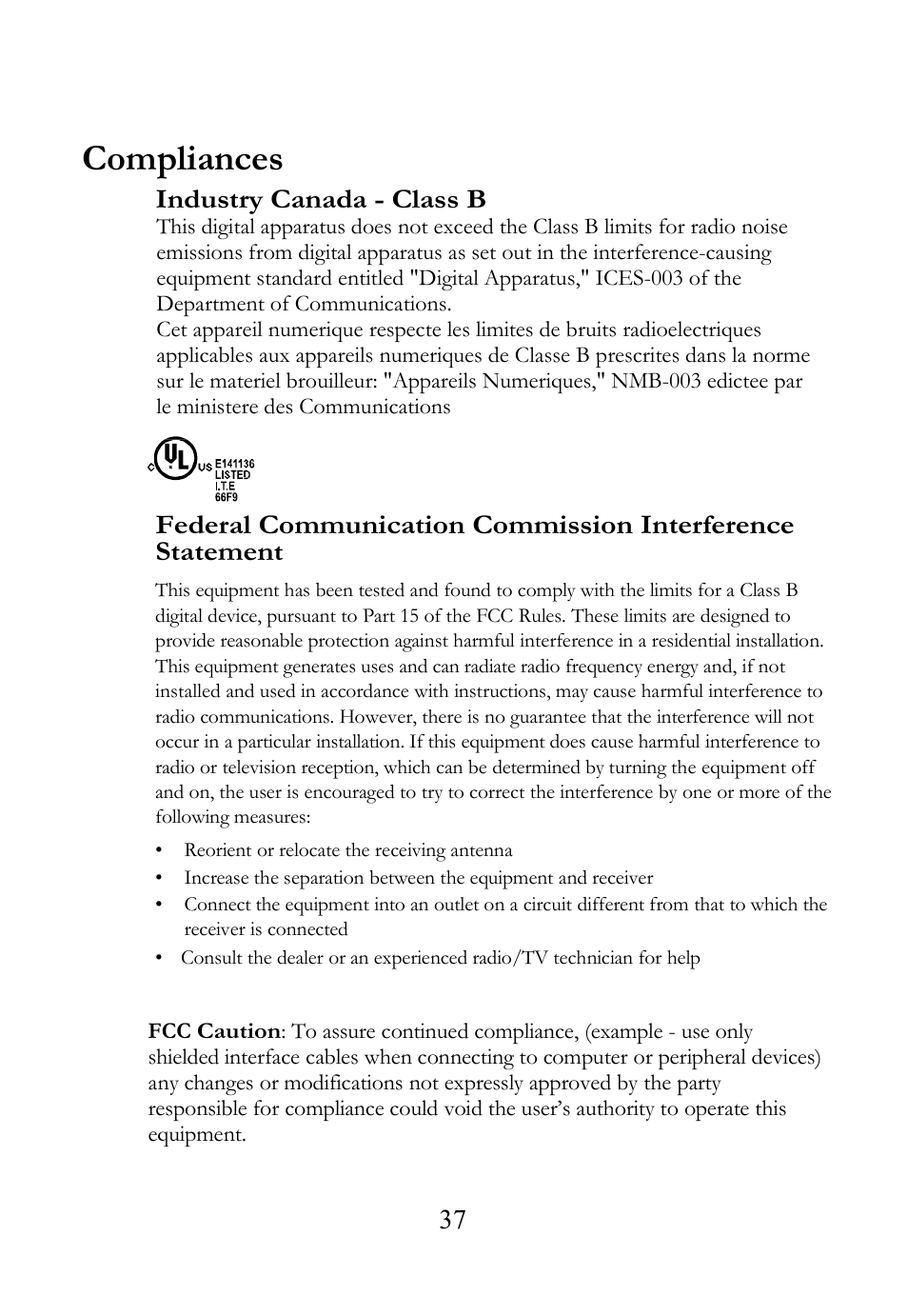 Compliances, Industry canada - class b | SOYO AVRO3001 User Manual | Page 40 / 40