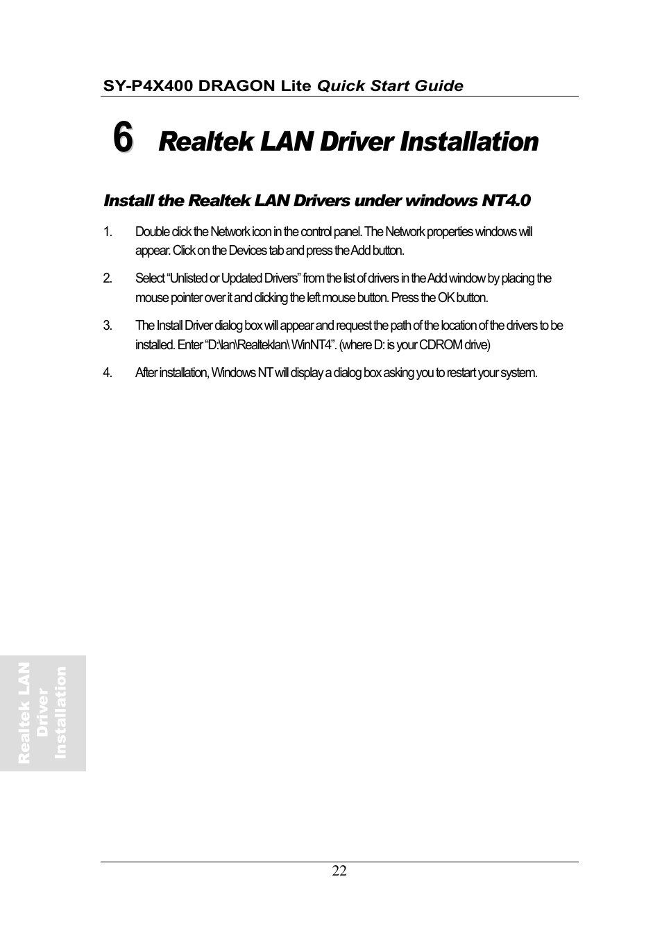Realtek lan driver installation | SOYO SY-P4X400 User Manual | Page 22 / 30