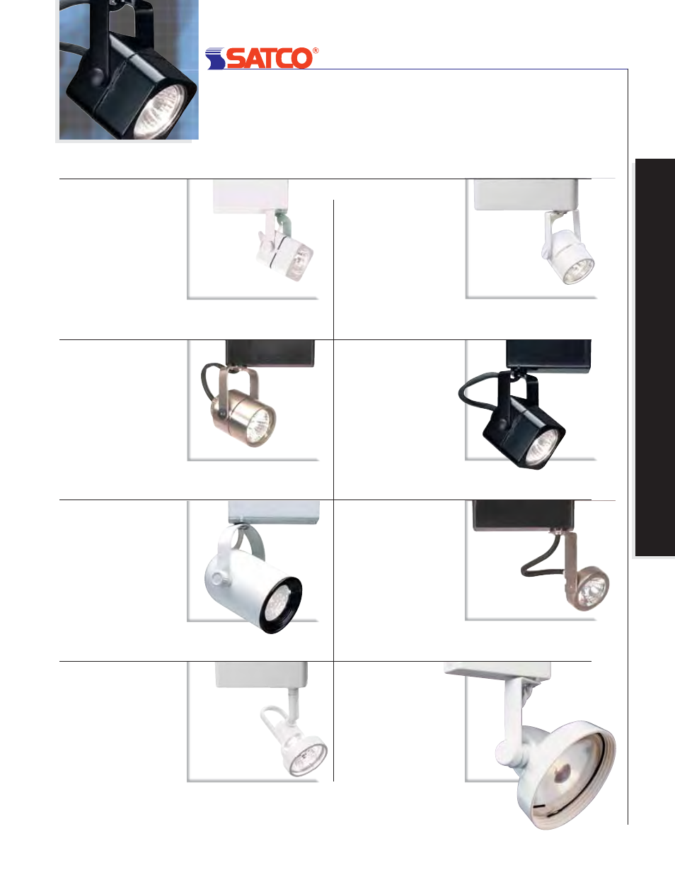 Heads, 12v track, 12v tr ac k heads | Mr16 round, Mr16 roundback, Mr11 mini square, Mr11 mini round, Mr16 cast ring, Mr16 square, Mr16 gimbal ring | Satco Products R30 Soft Square User Manual | Page 4 / 13