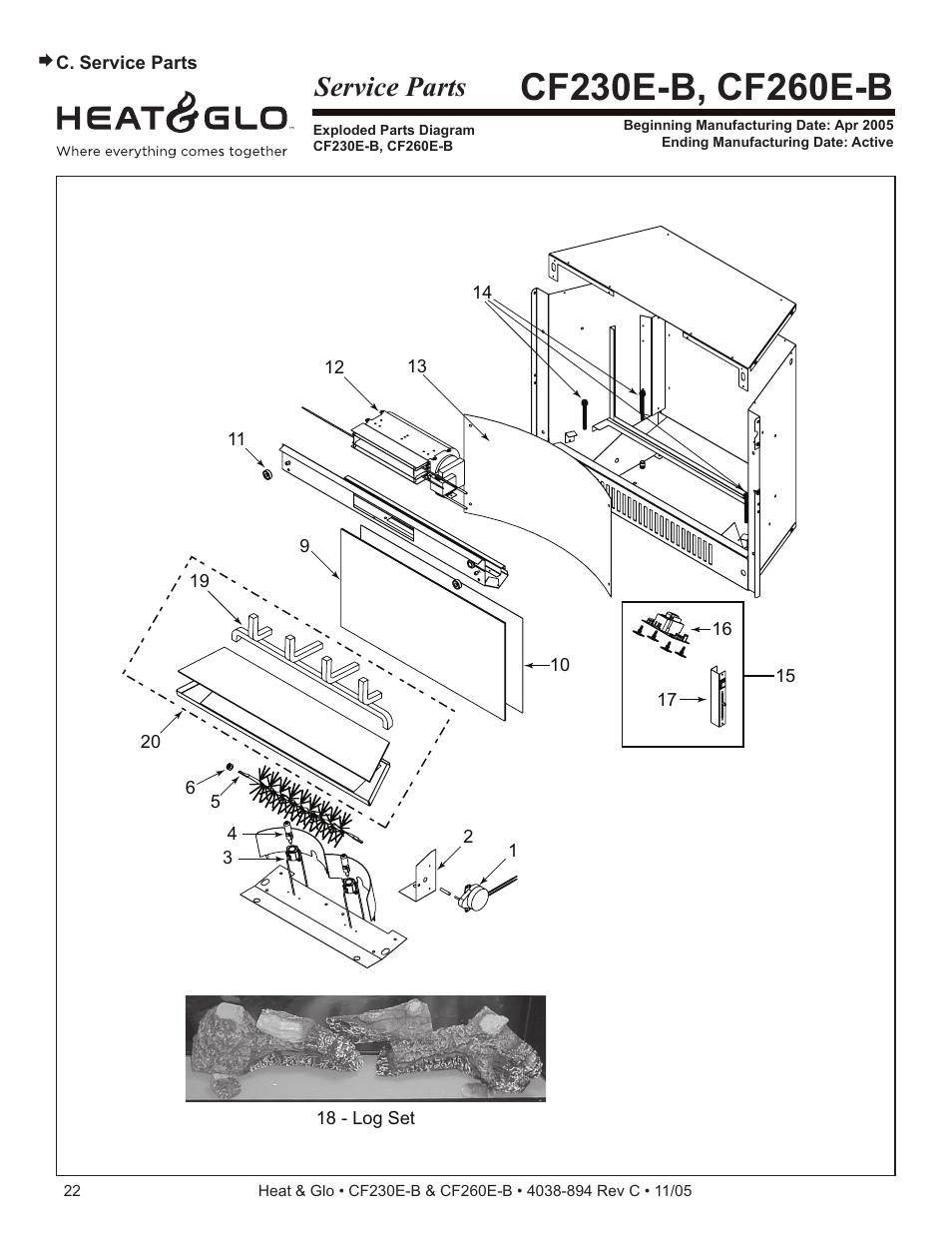 Service parts | Satco Products CF260E-B User Manual | Page 22 / 26