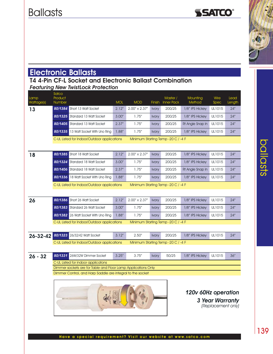 Ballasts, Electronic ballasts, Featuring new twistlock protection | Satco Products Fluorescent Ballasts User Manual | Page 7 / 10
