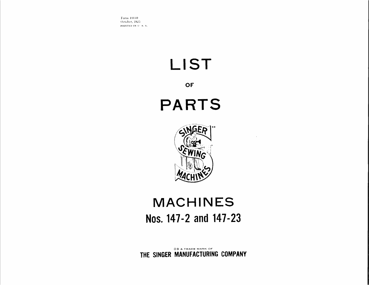 SINGER 147-23 User Manual | 30 pages