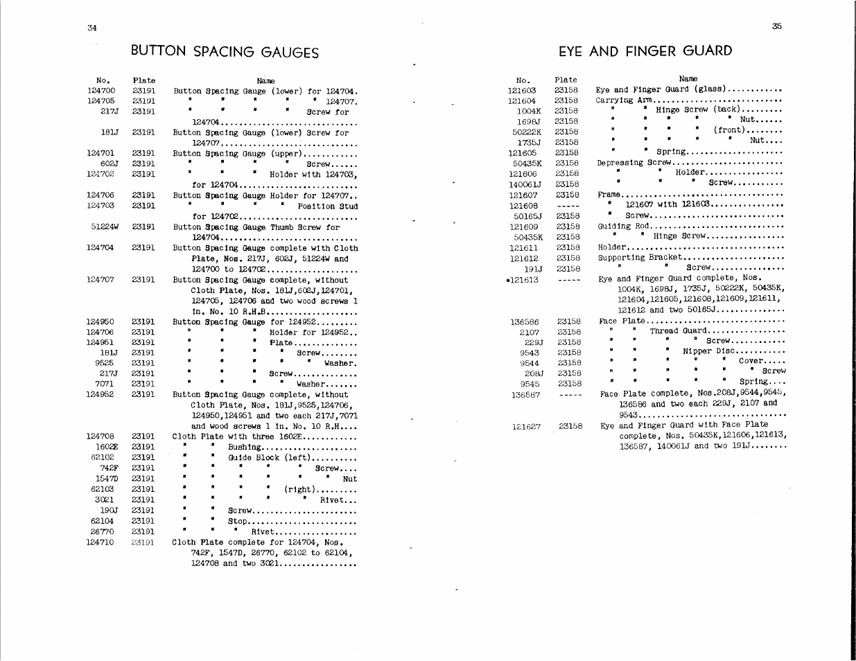 Button spacing gauges, Eye and finger guard, 20aj | SINGER 114-34 User Manual | Page 18 / 43