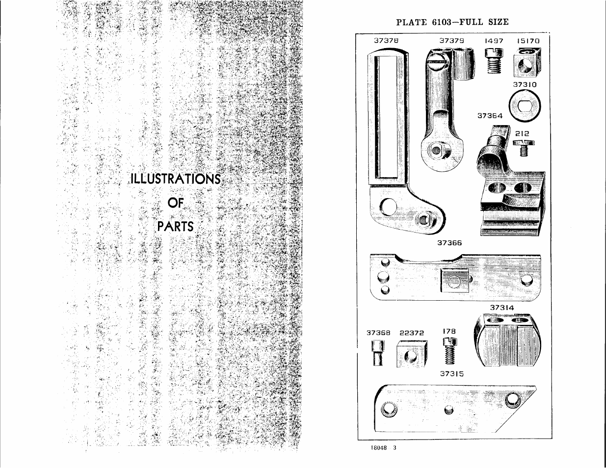 I. “i, 373bb, 373b8 22372 | Illustratioi'li of ; parts, Plate 6103-full size | SINGER 119-2 User Manual | Page 16 / 23