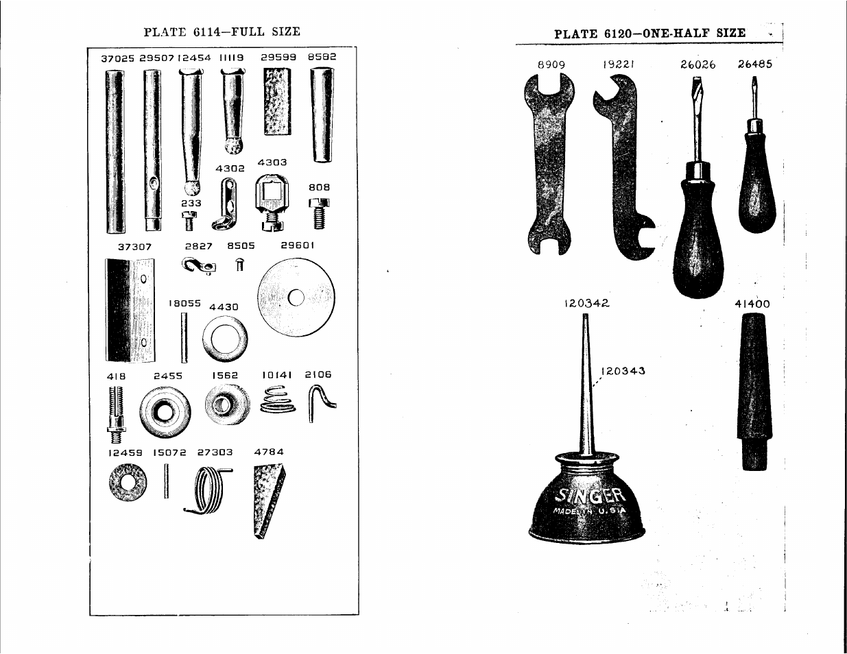 Plate 6114-full size, Plate 6120-one-half size | SINGER 119-2 User Manual | Page 18 / 23