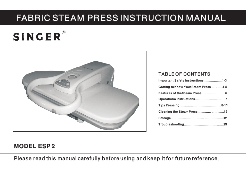 SINGER ESP 2 User Manual | 15 pages