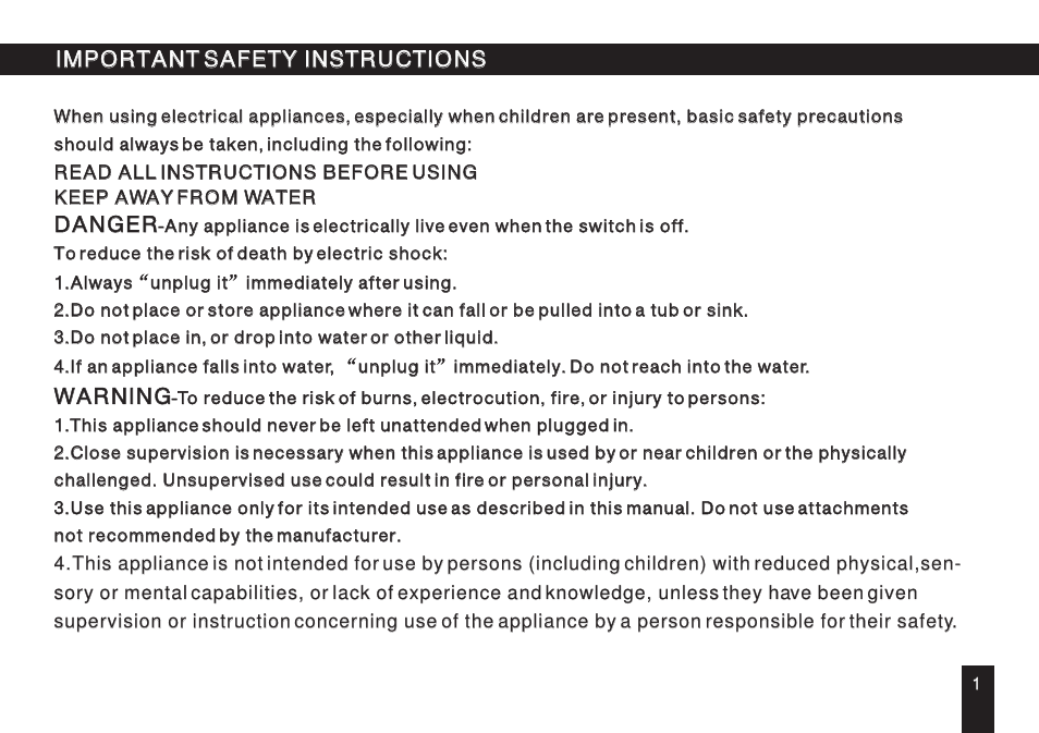 Т³гж 2, Important safety instructions, Danger | Warning | SINGER ESP 2 User Manual | Page 2 / 15