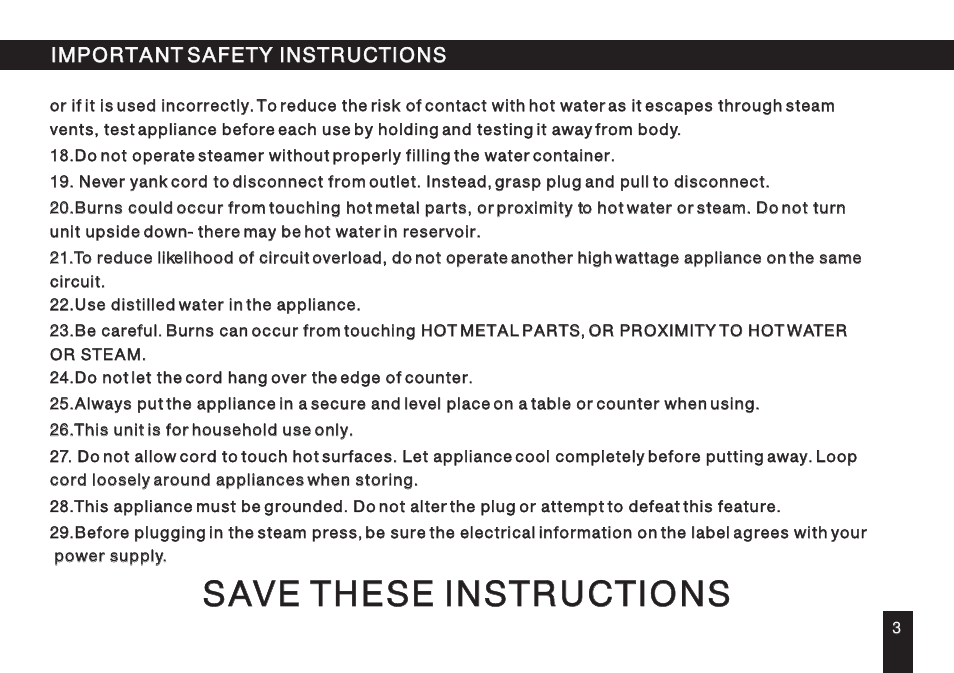 Т³гж 4, Save these instructions | SINGER ESP 2 User Manual | Page 4 / 15