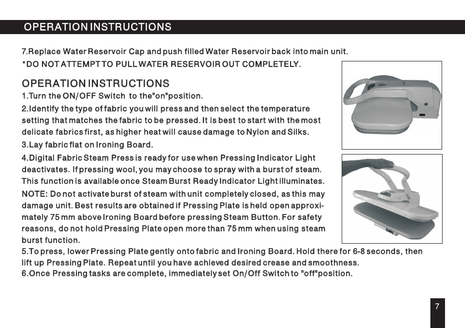 Т³гж 8, Operation instructions | SINGER ESP 2 User Manual | Page 8 / 15