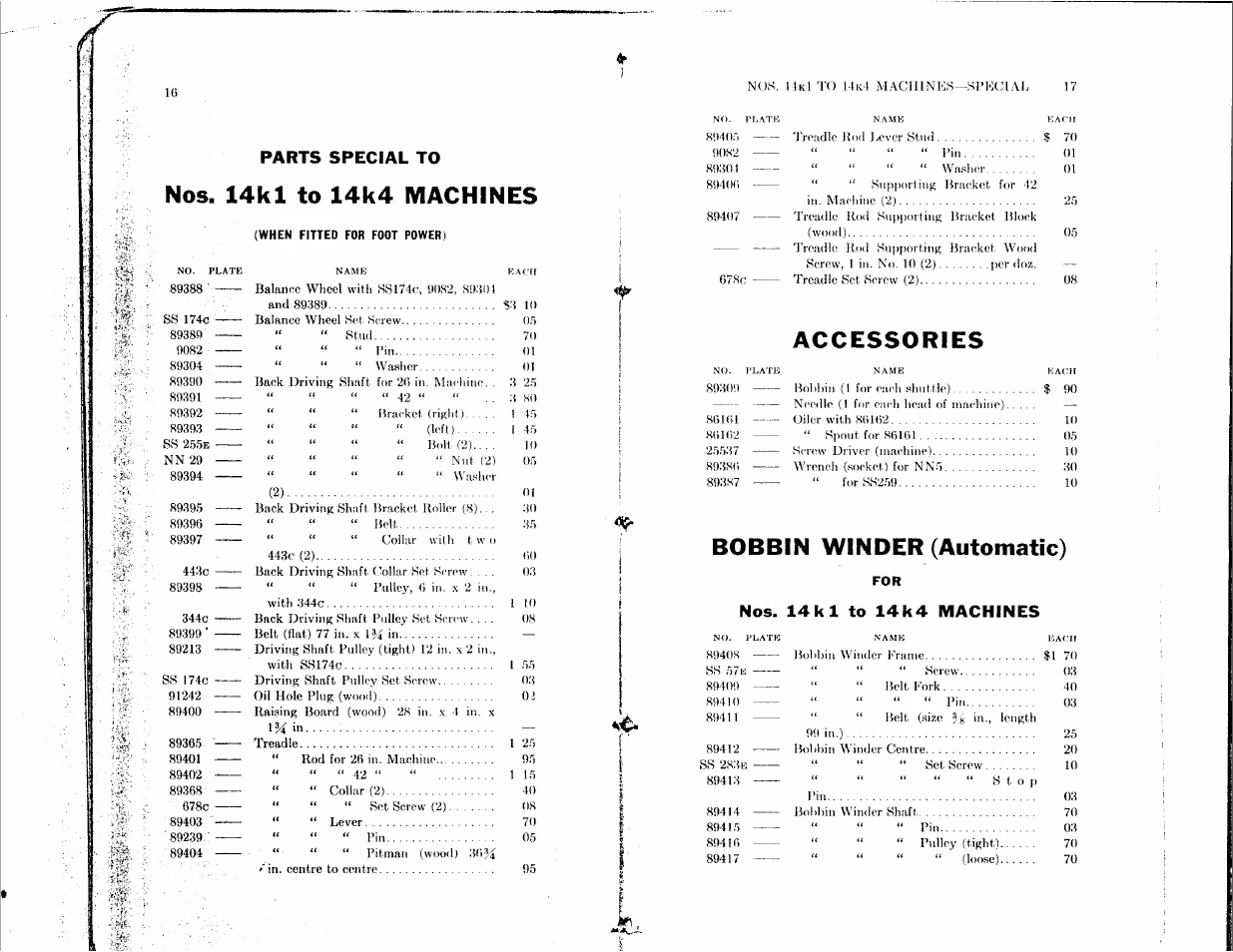 Accessories, Bobbin winder (automatic) | SINGER 14K1 User Manual | Page 7 / 10