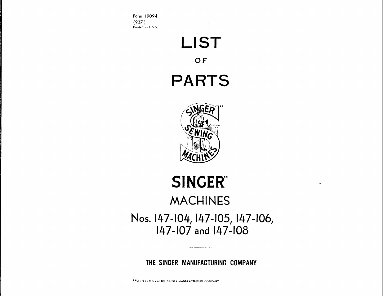 SINGER 147-106 User Manual | 34 pages